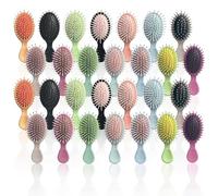 WWZ889 Set di 28 mini spazzole per capelli, con setole morbide, per capelli bagnati e asciutti, districante da viaggio, per la maggior parte dei tipi di capelli, multicolore