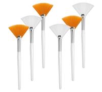 WWZ889 Set di 6 pennelli a ventaglio per estetista, pennelli a ventaglio per maschere per il viso, pennelli morbidi per maschera viso, applicatore per crema di fango, cipria, illuminante e fard