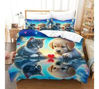 WXBASLEMD 3D Cute Puppies Set Di Biancheria Da Letto, Lussuoso Pet Copripiumino, in Microfibra, Con Cerniera E Federa, Per Ragazzi Ragazze Bambini King（220x240cm）