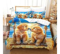 WXBASLEMD 3D Cute Puppies Set Di Biancheria Da Letto, Lussuoso Pet Copripiumino Personalizza to Morbido,con Cerniera E Federa, Per Ragazzi Ragazze Bambini Super King（260x220cm）