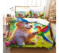 WXBASLEMD 3D Cute Puppies Set Di Biancheria Da Letto, Lussuoso Pet Copripiumino, Super Morbido,con Cerniera E Federa, Per Adulti,ragazzi E Ragazze Super King（260x220cm）