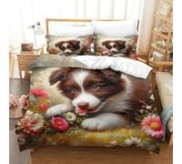 WXBASLEMD 3D Cute Puppies Set Di Biancheria Da Letto, Lussuoso Pet Copripiumino, Super Morbido,con Cerniera E Federa, Per Adulti,ragazzi E Ragazze Double（200x200cm）