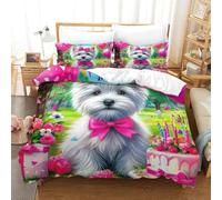 WXBASLEMD 3D Cute Puppies Set Di Biancheria Da Letto, Lussuoso Pet Copripiumino, Traspirante,microfibra, Con Cerniera E Federa, Per Adulti,ragazzi E Ragazze Super King（260x220cm）