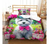WXBASLEMD 3D Cute Puppies Set Di Biancheria Da Letto,Pet Copripiumino Personalizza to Morbido Confortevole, Con Cerniera E Federa, Ragazzi E Ragazze Single（135x200cm）