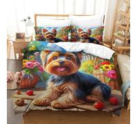 WXBASLEMD Stampa 3D Cute Puppies Set Biancheria Da Letto, Lussuoso Pet Copripiumino in Piumino,con Cerniera E Federa, Ragazzi E Ragazze Super King（260x220cm）