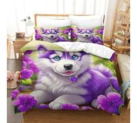 WXBASLEMD Stampa 3D Cute Puppies Set Biancheria Da Letto, Lussuoso Pet Copripiumino in Piumino, Microfibra, Con Cerniera E Federa, Per Ragazzi Ragazze Bambini Super King（260x220cm）