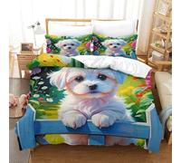 WXBASLEMD Stampa 3D Cute Puppies Set Biancheria Da Letto, Lussuoso Pet Copripiumino in Piumino, Super Morbido, Con Cerniera E Federa, Ragazzi E Ragazze Single（140x200cm）