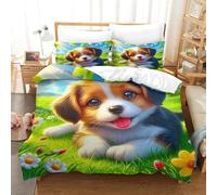 WXBASLEMD Stampa 3D Cute Puppies Set Biancheria Da Letto, Pet Copripiumino in Piumino, Morbida Microfibra, Con Cerniera E Federa, Per Ragazzi Ragazze Bambini Super King（260x220cm）