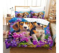 WXBASLEMD Stampa Grafica 3D Cute Puppies Set Biancheria Da Letto, Lussuoso Pet Copripiumino, Confortevole, Con Cerniera E Federa, Per Ragazzi Ragazze Bambini Super King（260x220cm）