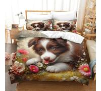 WXBASLEMD Stampa Grafica 3D Cute Puppies Set Biancheria Da Letto, Lussuoso Pet Copripiumino in Piumino, Con Cerniera E Federa, Per Adulti,ragazzi E Ragazze Super King（260x220cm）