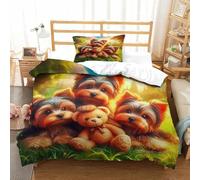 WXBASLEMD Stampa Grafica 3D Cute Puppies Set Biancheria Da Letto, Lussuoso Pet Copripiumino in Piumino, Con Cerniera E Federa, Per Adulti,ragazzi E Ragazze Single（135x200cm）