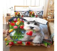 WXBASLEMD Stampa Grafica 3D Cute Puppies Set Biancheria Da Letto, Lussuoso Pet Copripiumino in Piumino,con Cerniera E Federa, Per Ragazzi Ragazze Bambini Super King（260x220cm）