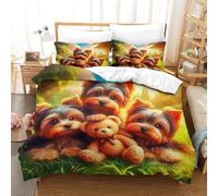 WXBASLEMD Stampa Grafica 3D Cute Puppies Set Biancheria Da Letto,Pet Copripiumino in Piumino, Morbida Microfibra, Con Cerniera E Federa, Ragazzi E Ragazze Super King（260x220cm）
