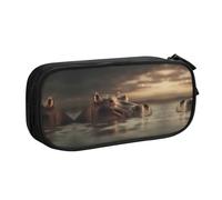 WXCJWD Astuccio per matite con ippopotamo che osserva la riva per grande astuccio multifunzionale semplice per ufficio