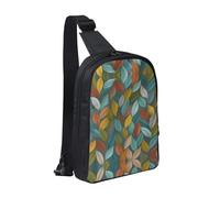 WXCJWD Beetles allineato borse a tracolla per donne uomini borsa a tracolla alla moda Bakpack casual petto borsa con tracolla convertibile., Foglie colorate., Taglia unica