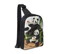 WXCJWD Bella borsa a tracolla con sfondo blu per donne e uomini borsa a tracolla alla moda Bakpack casual con tracolla convertibile., Panda di Padre e Figlio, Taglia unica