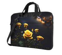 WXCJWD Belle rose gialle per laptop e tablet, design elegante, tessuto resistente e idrorepellente, business casual, Nero , 14 inch