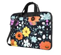 WXCJWD Bellissimi fiori colorati per computer portatile e tablet, design elegante, tessuto resistente e idrorepellente, business casual, Nero , 13 inch