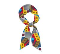 WXCJWD Blocchi colorati Sciarpa di seta stampata, morbida e setosa, con molti usi.
