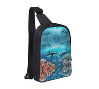 WXCJWD Borsa a tracolla con volpe gialla per donne e uomini alla moda borsa a tracolla Bakpack casual con tracolla convertibile., Balene sotto il mare, Taglia unica