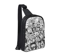 WXCJWD Borse a tracolla con gatto serio per donne e uomini alla moda borsa a tracolla Bakpack casual con tracolla convertibile., Illustrazioni in bianco e nero, Taglia unica