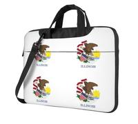 WXCJWD Computer portatile e tablet con bandiera dello stato dell'Illinois, design elegante, tessuto resistente e idrorepellente, business casual, Nero , 13 inch