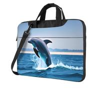 WXCJWD Computer portatile e tablet con delfini che saltano su, design elegante, tessuto resistente e idrorepellente, business casual, Nero , 14 inch