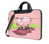WXCJWD Computer portatile e tablet con maialino rosa, design elegante, tessuto resistente e idrorepellente, business casual, Nero , 14 inch