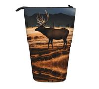 WXCJWD Elk in the Meadow matita telescopica retrattile astuccio portatile trucco e scatola di cancelleria adatta per ambienti ufficio
