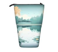 WXCJWD Fallen Leaves on a Tranquil Lake matita telescopica retrattile astuccio portatile per trucchi e cancelleria scatola portaoggetti adatta per ambienti ufficio