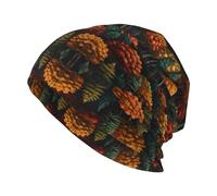 WXCJWD Il cappello lavorato a maglia alla moda per adulti della foresta autunnale è elastico e adatto per corsa, passeggiate, ciclismo e uso quotidiano. Nero