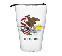 WXCJWD Illinois State Flag matita telescopica retrattile matita portatile trucco borsa e cancelleria scatola di immagazzinaggio adatto per ambienti ufficio