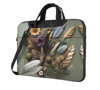 WXCJWD Laptop e tablet con fiore di piuma, design elegante, tessuto resistente e idrorepellente, business casual, Nero , 14 inch