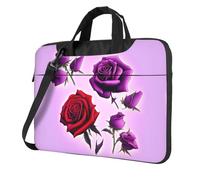 WXCJWD Laptop e tablet con rose rosse e viola, design elegante, tessuto resistente e idrorepellente, business casual, Nero , 13 inch