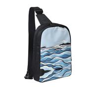 WXCJWD Late Night Owl Borse a tracolla per donne uomini borsa a tracolla alla moda Bakpack casual borsa toracica con tracolla convertibile., Onde che lappano alle rocce, Taglia unica