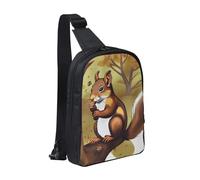 WXCJWD Late Night Owl Borse a tracolla per donne uomini borsa a tracolla alla moda Bakpack casual borsa toracica con tracolla convertibile., Scoiattolo che mangia noci, Taglia unica