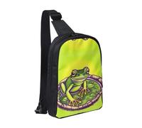 WXCJWD Late Night Owl Borse a tracolla per donne uomini borsa a tracolla alla moda Bakpack casual borsa toracica con tracolla convertibile., Rana in uno stagno, Taglia unica