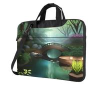 WXCJWD Little Bridge in the East, laptop e tablet, design elegante, tessuto resistente e idrorepellente, business casual, Nero , 14 inch