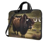 WXCJWD Mighty Highland Yak - Computer portatile e tablet, design elegante, tessuto resistente e idrorepellente, stile business casual, Nero , 15.6 inch