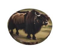 WXCJWD Mighty Highland Yak - Coprisedile rotondo per sgabello da bar, lavabile, elastico, per sedie da bar da 33 a 35 cm