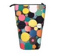 WXCJWD Pittura astratta di cerchi matita telescopica retrattile borsa per trucco portatile e scatola di immagazzinaggio di cancelleria adatta per ambienti di ufficio