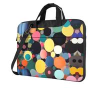 WXCJWD Pittura astratta di cerchi per computer portatile e tablet, design elegante, tessuto resistente e idrorepellente, business casual, Nero , 14 inch