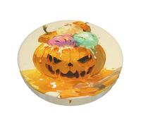 WXCJWD Pumpkin Ice Cream - Coprisedile rotondo per sgabello da bar, lavabile, elastico, per sedie da bar da 30,5 a 35,5 cm, 33 cm