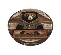 WXCJWD Rustic Lodge Bear - Coprisedile rotondo per sgabello da bar, lavabile, elastico, per sedie da bar da 35,5 a 35,6 cm