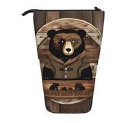 WXCJWD Rustic Lodge Bear Pencil - Astuccio telescopico retrattile per trucchi e articoli di cancelleria, adatto per ambienti di ufficio