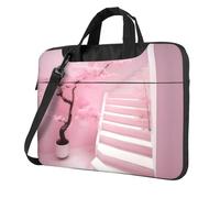 WXCJWD Scala bianca con fiori di ciliegio per computer portatile e tablet, design elegante, tessuto resistente e idrorepellente, business casual, Nero , 14 inch