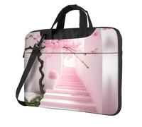 WXCJWD Scala per laptop e tablet con fiori di ciliegio rosa, design elegante, tessuto resistente e idrorepellente, business casual, Nero , 15.6 inch