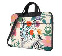 WXCJWD Simpatico computer portatile e tablet tigre bianca, design elegante, tessuto resistente e idrorepellente, business casual, Nero , 14 inch