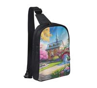 WXCJWD Simpatico piccolo angelo borse a tracolla per donne uomini borsa a tracolla alla moda Bakpack casual petto borsa con tracolla convertibile., Fiaba Unicorno, Taglia unica