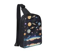 WXCJWD Simpatico piccolo angelo borse a tracolla per donne uomini borsa a tracolla alla moda Bakpack casual petto borsa con tracolla convertibile., Saturno Giove Terra, Taglia unica